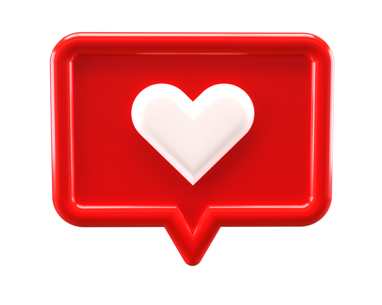 Heart like label icon 3d love bubble social tag png