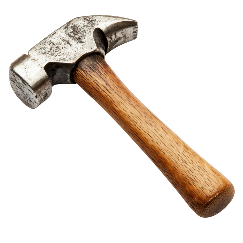vintage hammer with wooden handle and metallic head, ideal for construction and DIY projects. Its rustic charm adds character to any toolbox png