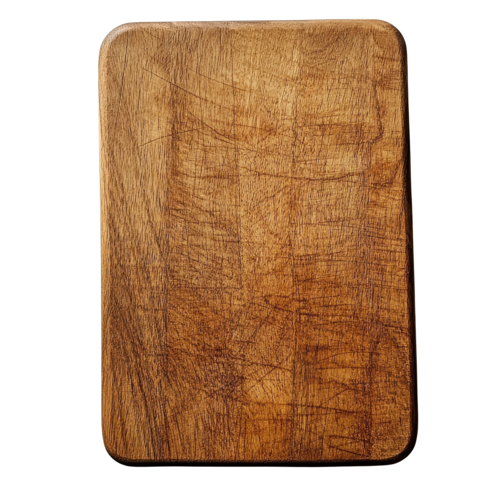 rustic wooden cutting board with textured surface, perfect for culinary use. Ideal for food preparation and kitchen decor png