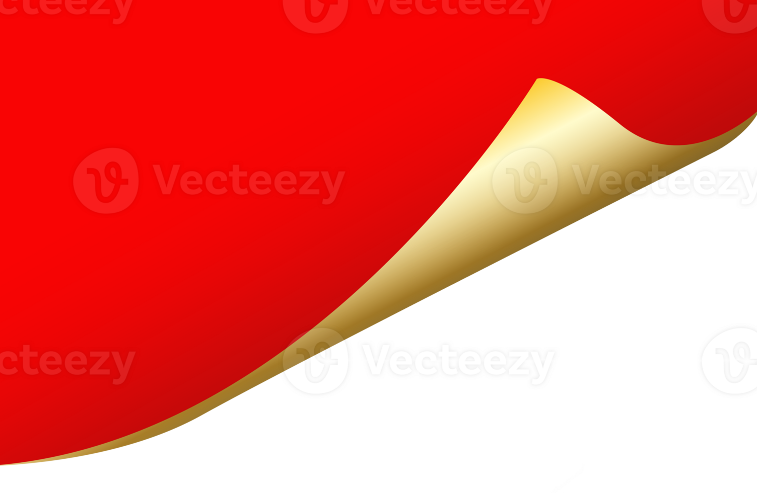 Red page curl gold transparent background png
