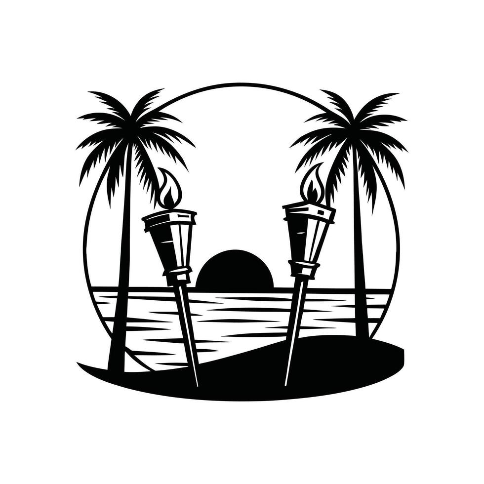 Beach Vibes Monochrome Clipart Design vector