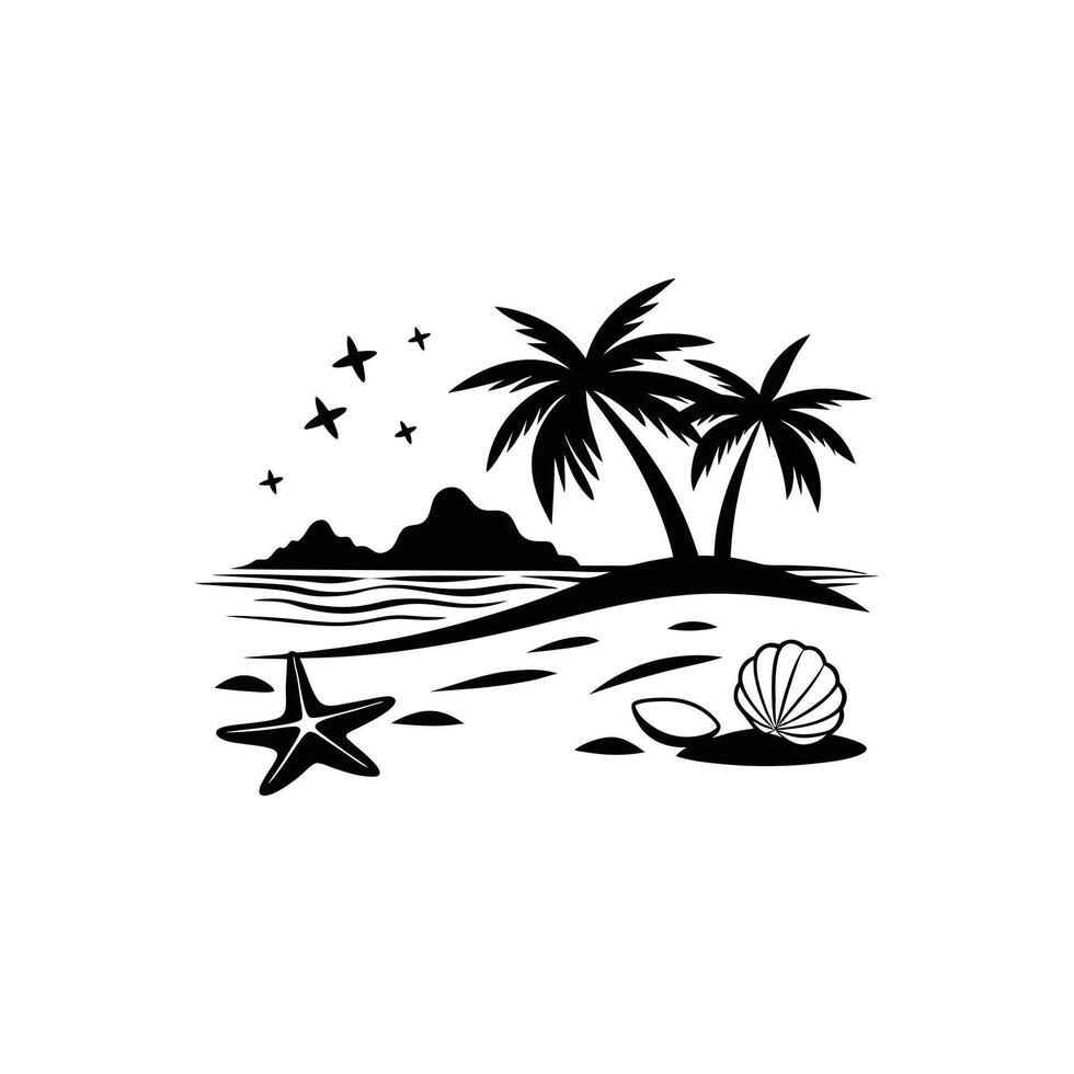 Minimalist Beachscape Clipart Design vector
