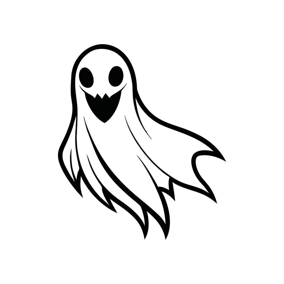 Halloween Happy Ghost Illustration in Black and White vector