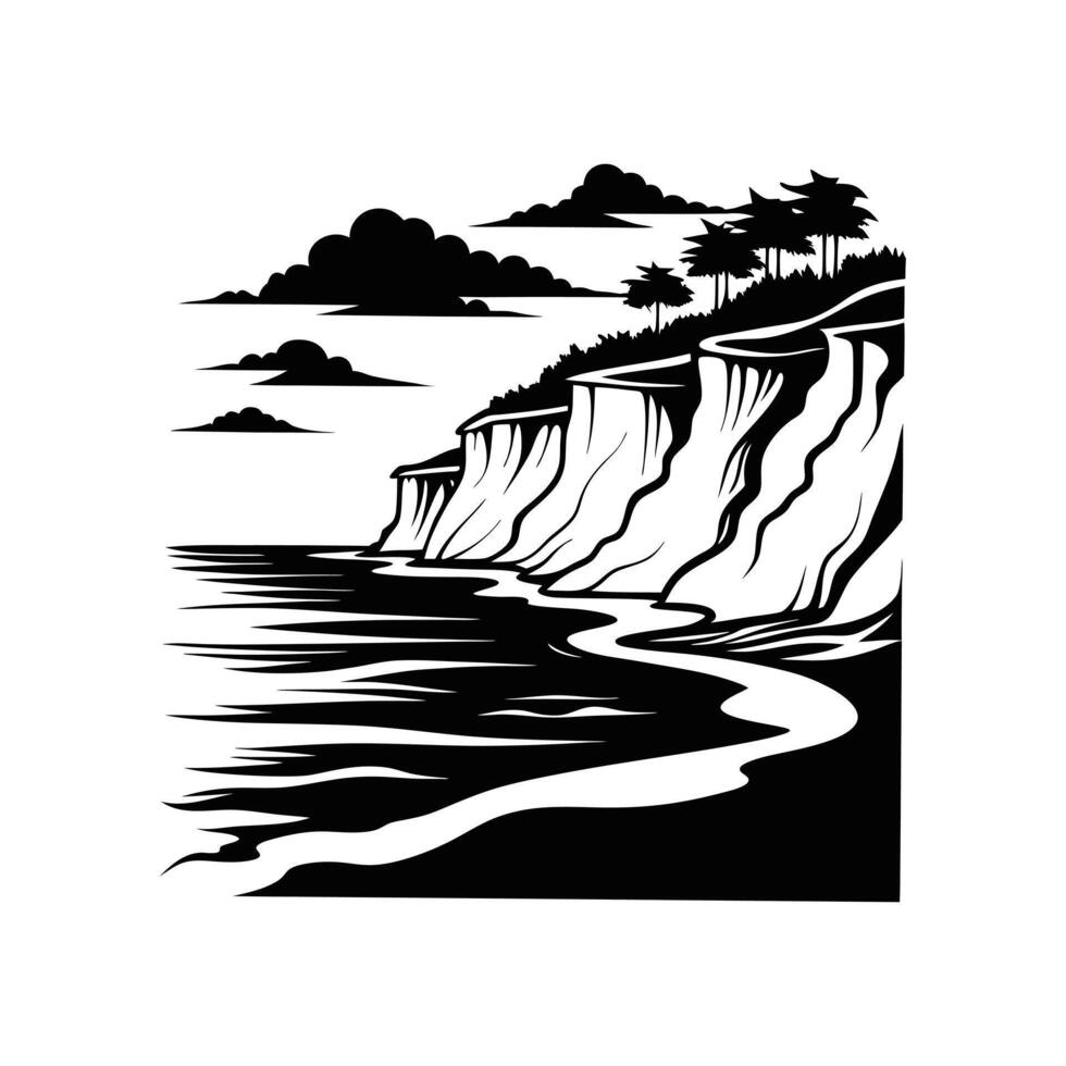 Artistic Black and White Beach Scene vector