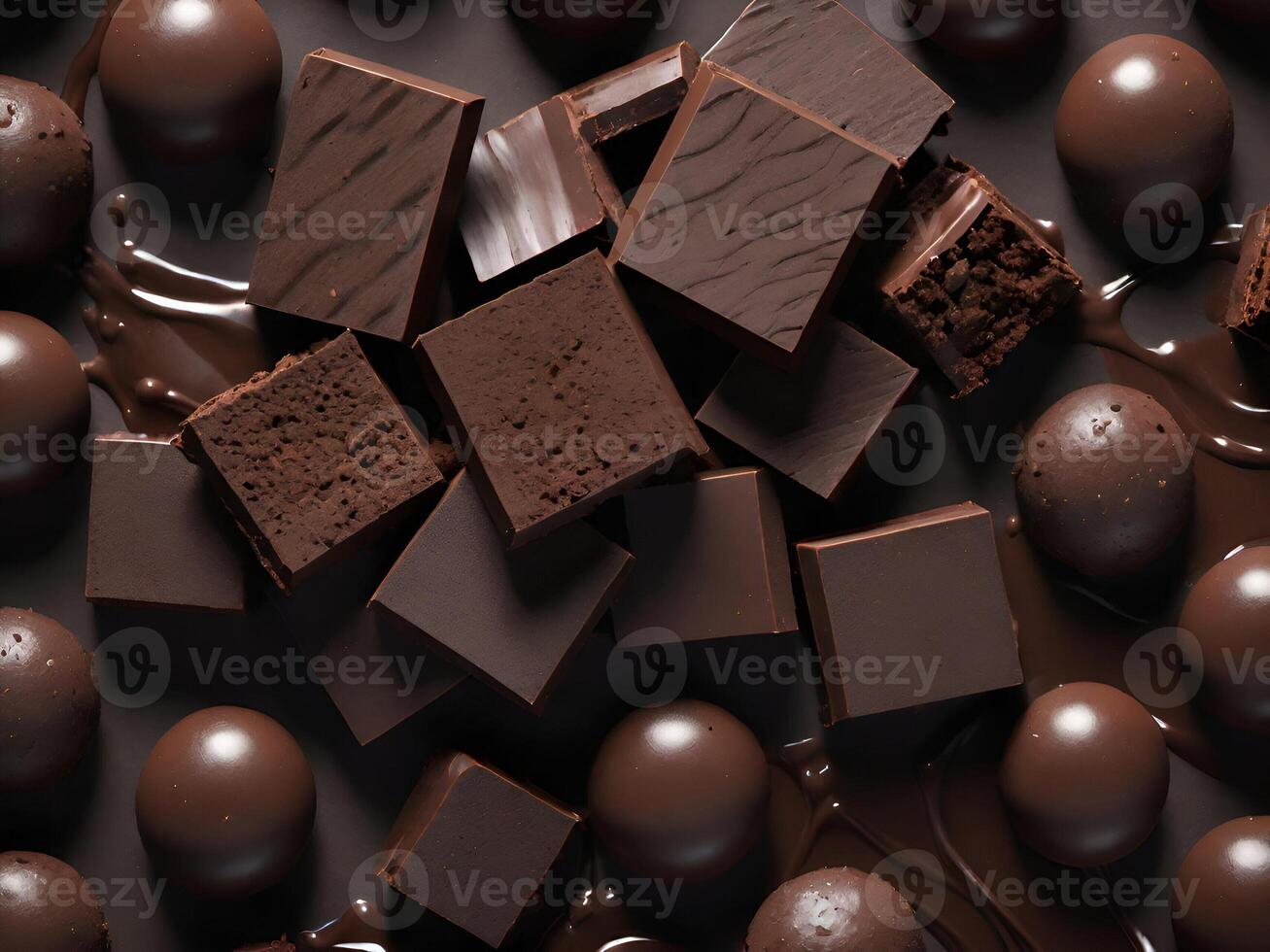 Close-up of delicious chocolate texture for food background. photo