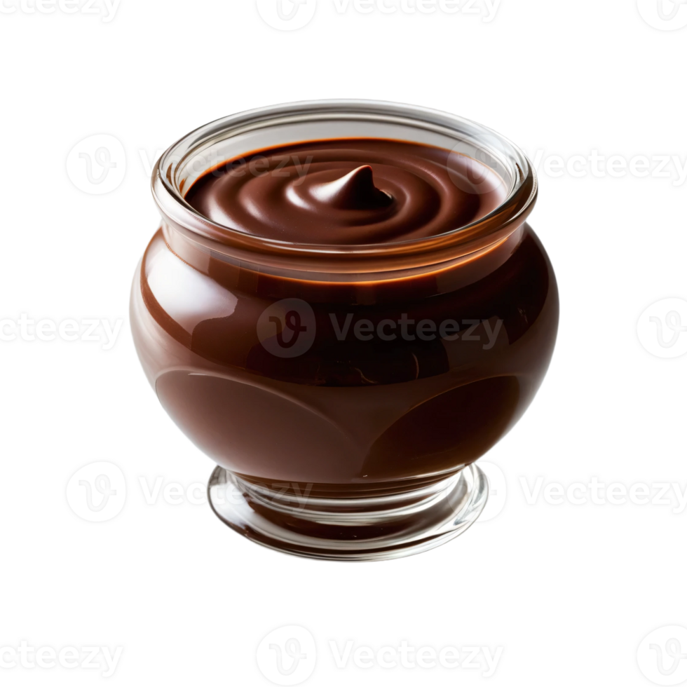 A glass jar of chocolate sauce isolated on transparent background png