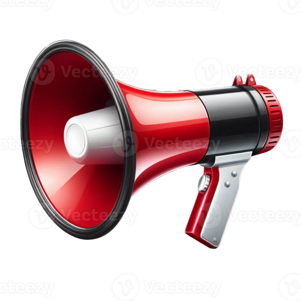 Red megaphone isolated on transparent background png