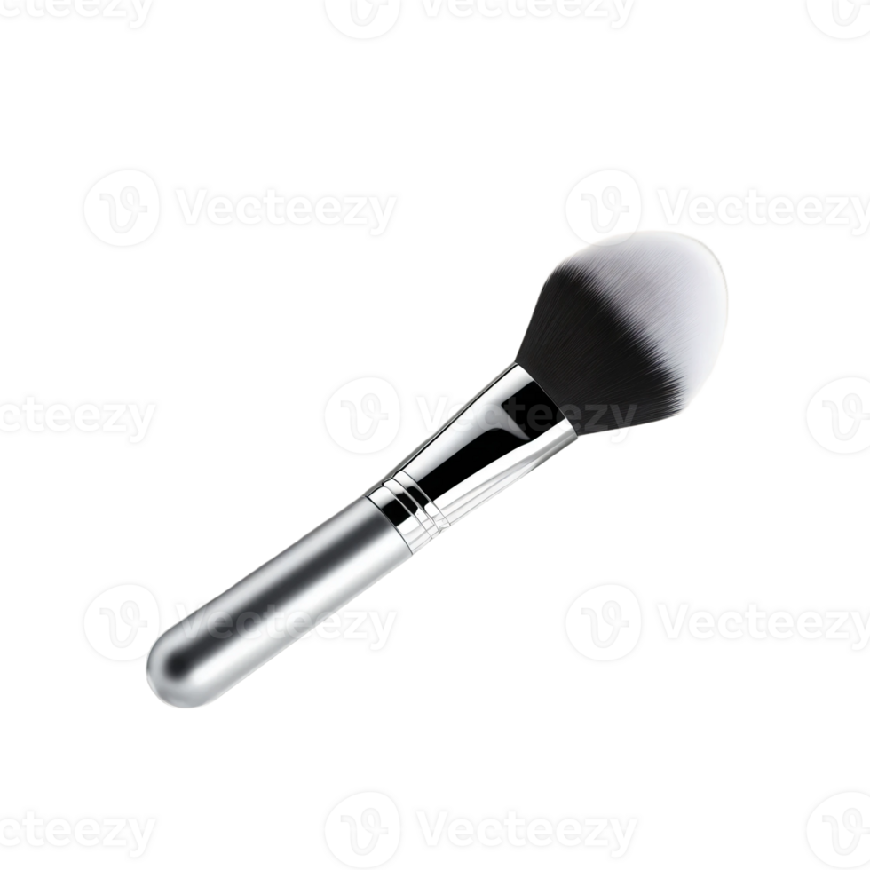 Silver makeup brush isolated on transparent background. png