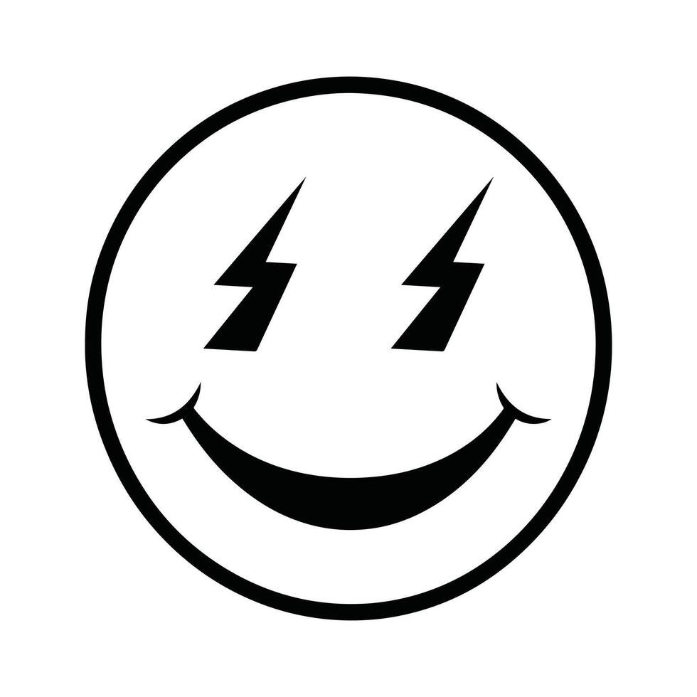 A smiley face with lightning bolts on it vector