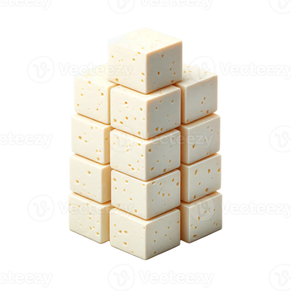 Stack of tofu cubes isolated on transparent background png