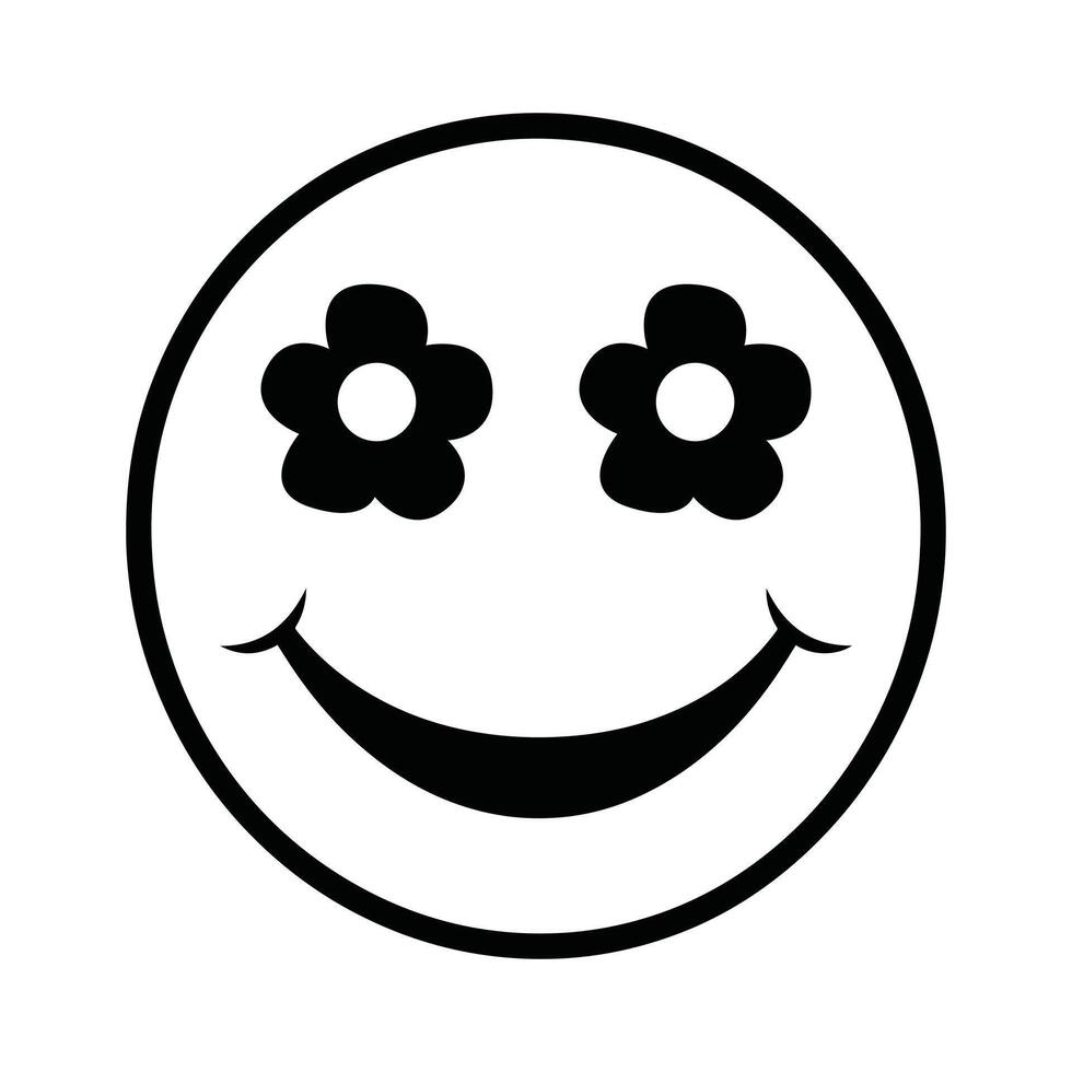 Smiley face with flowers on it vector