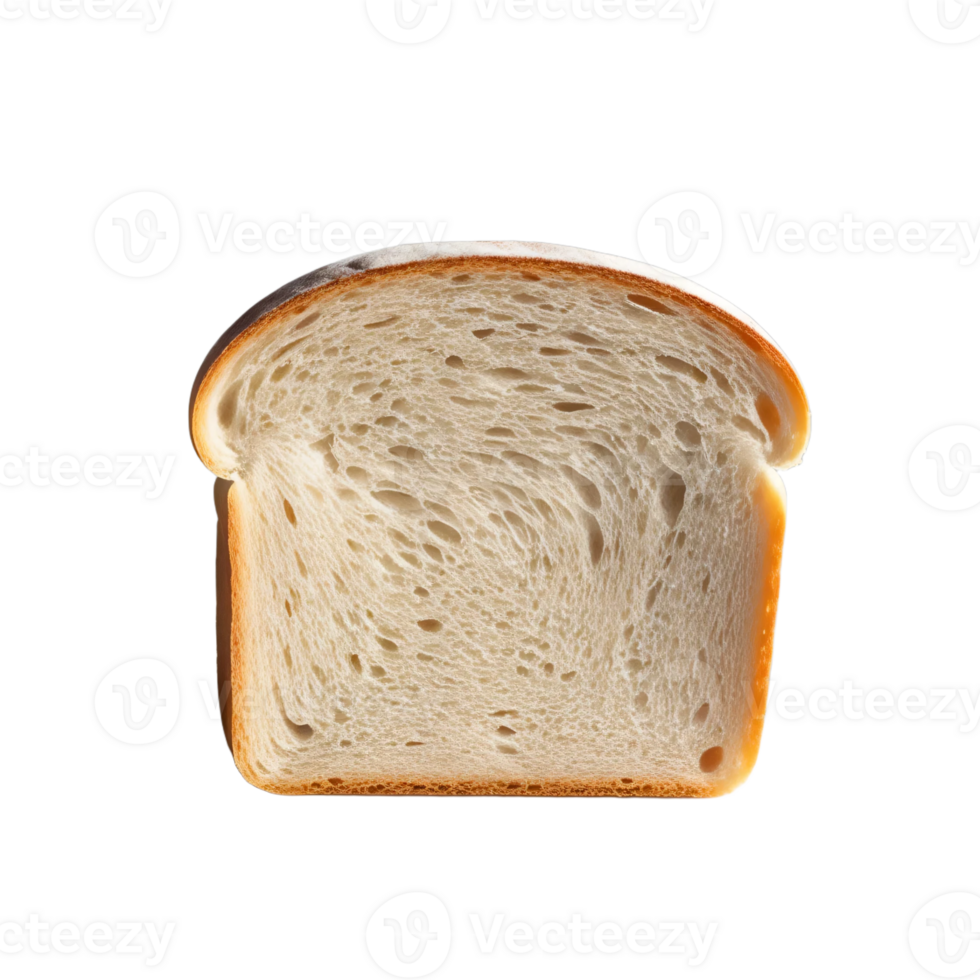 A slice of bread is shown on transparent background png
