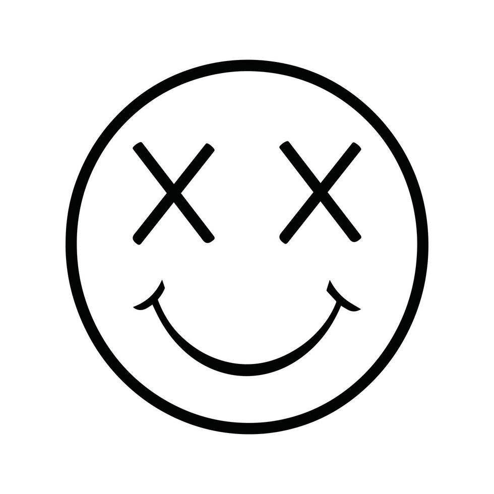 A smiley face with crossed eyes on a white background vector