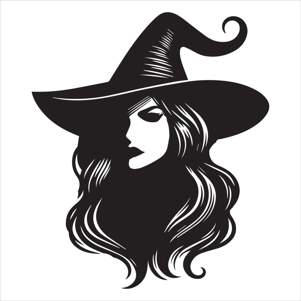 Black Witch Icon on White Background vector