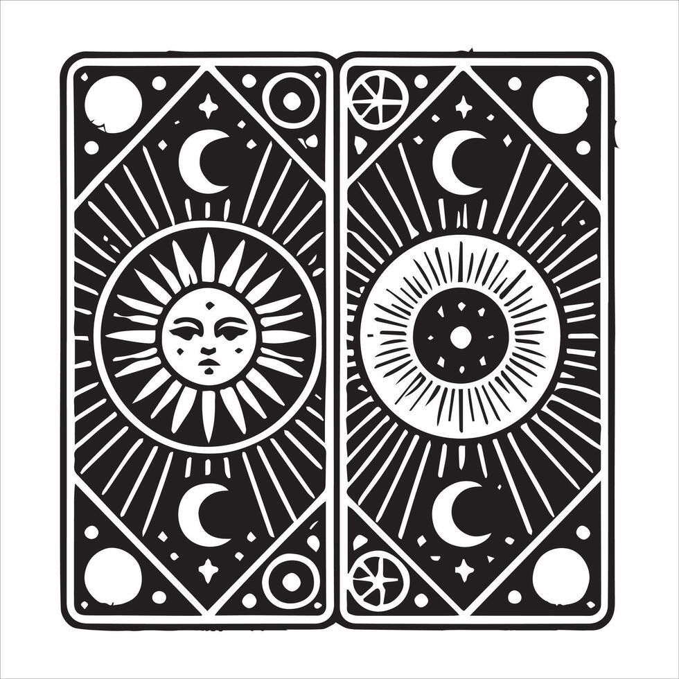 Witch Silhouette Tarot Card Design vector
