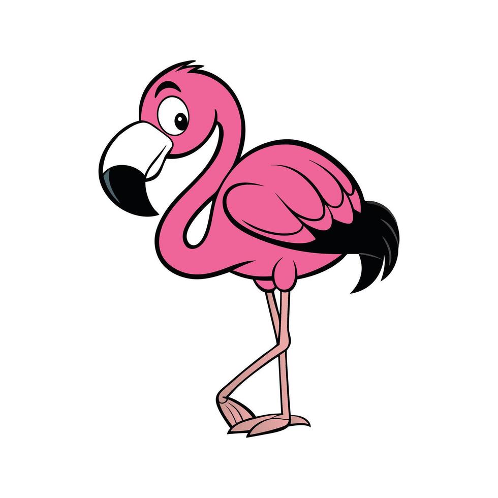 Cute Flamingo Bird Design - Clipart of a Playful Flamingo vector
