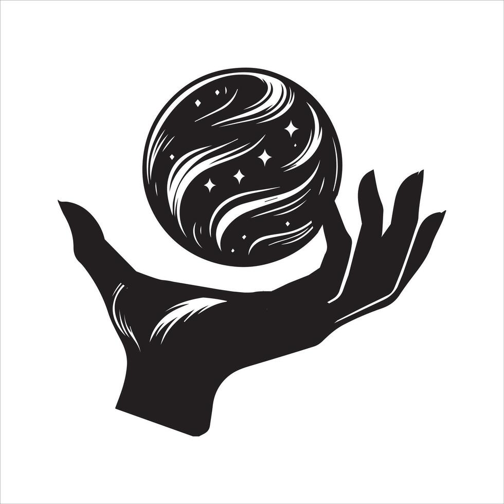 Magic Witch Icon in Black on White vector