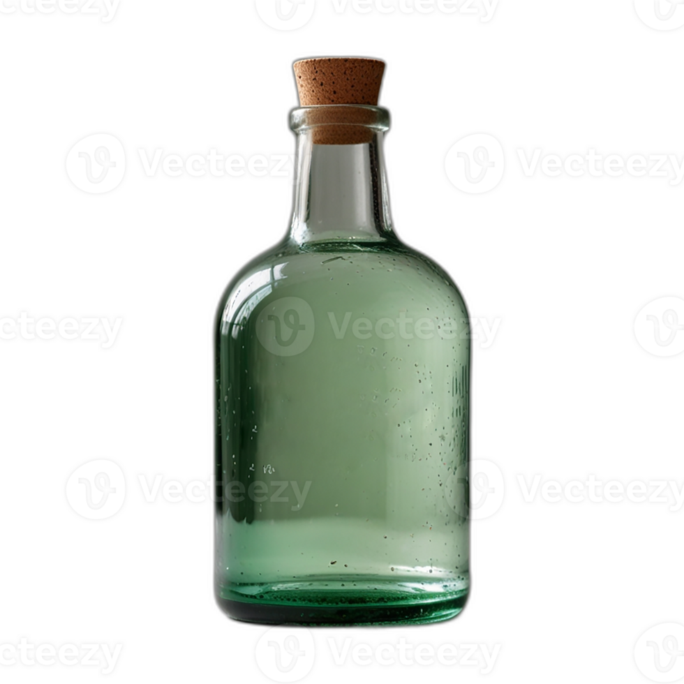 The bottle filled with a pastel green syrup in transparent background png
