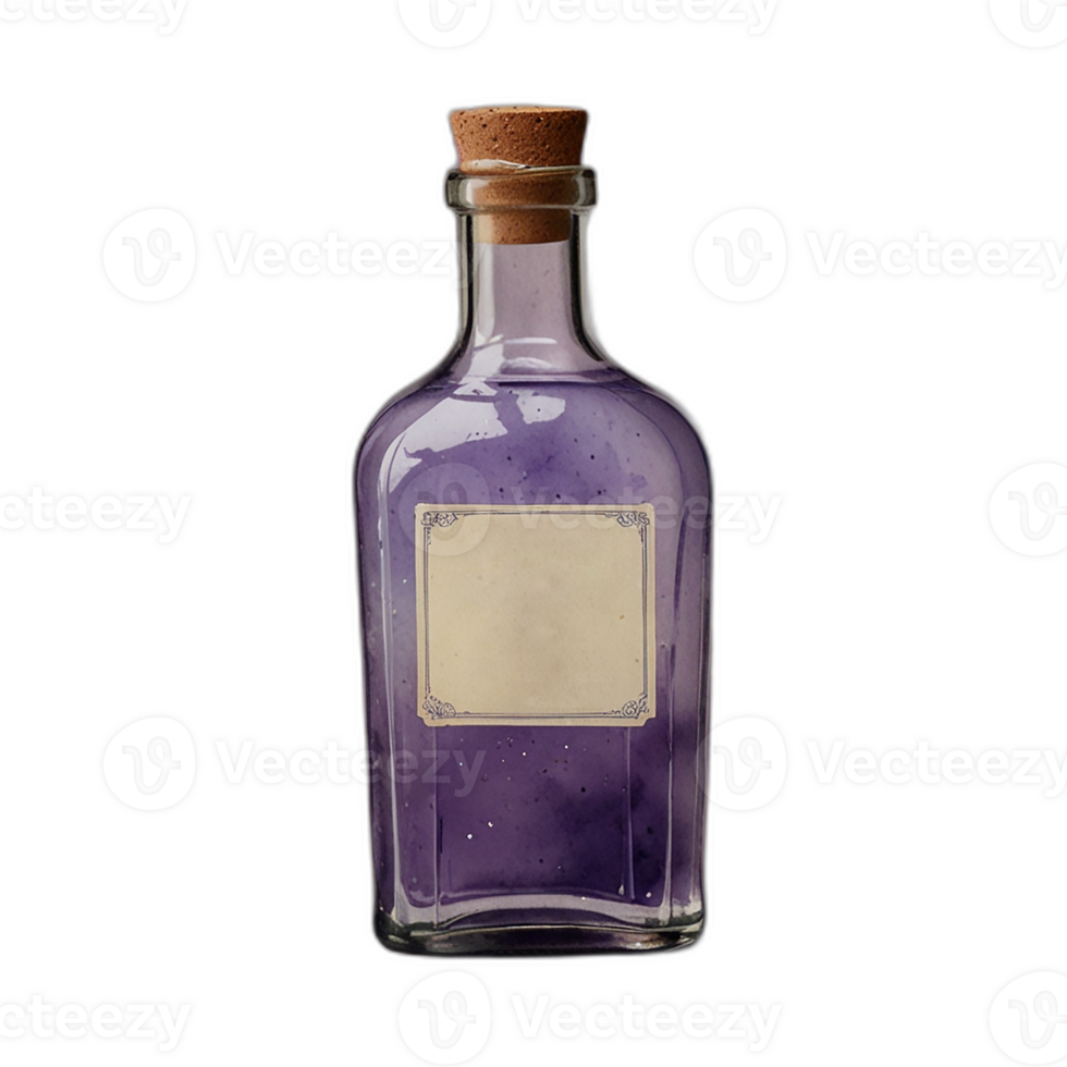 A glass jar purple color syrup transitioning from a darker purple at the base to a lighter in transparent background png