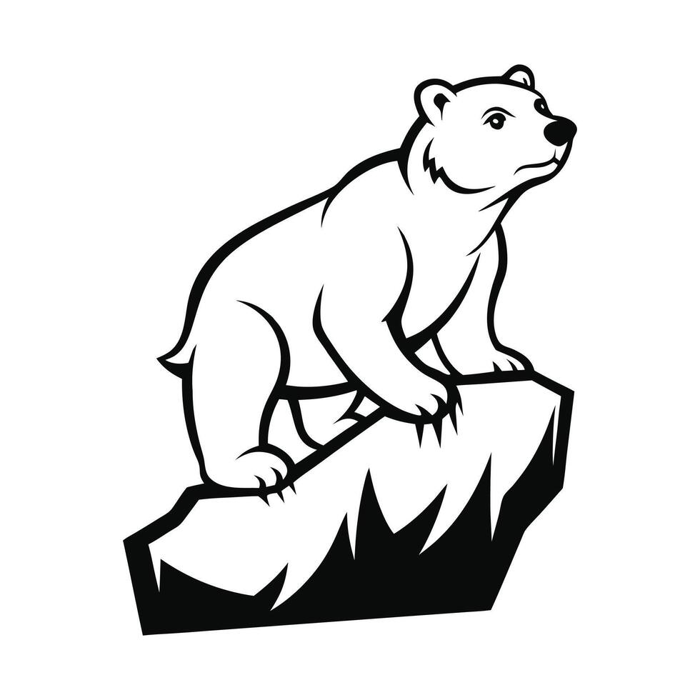 Sweet Polar Bear Illustration Outline Clipart Design vector