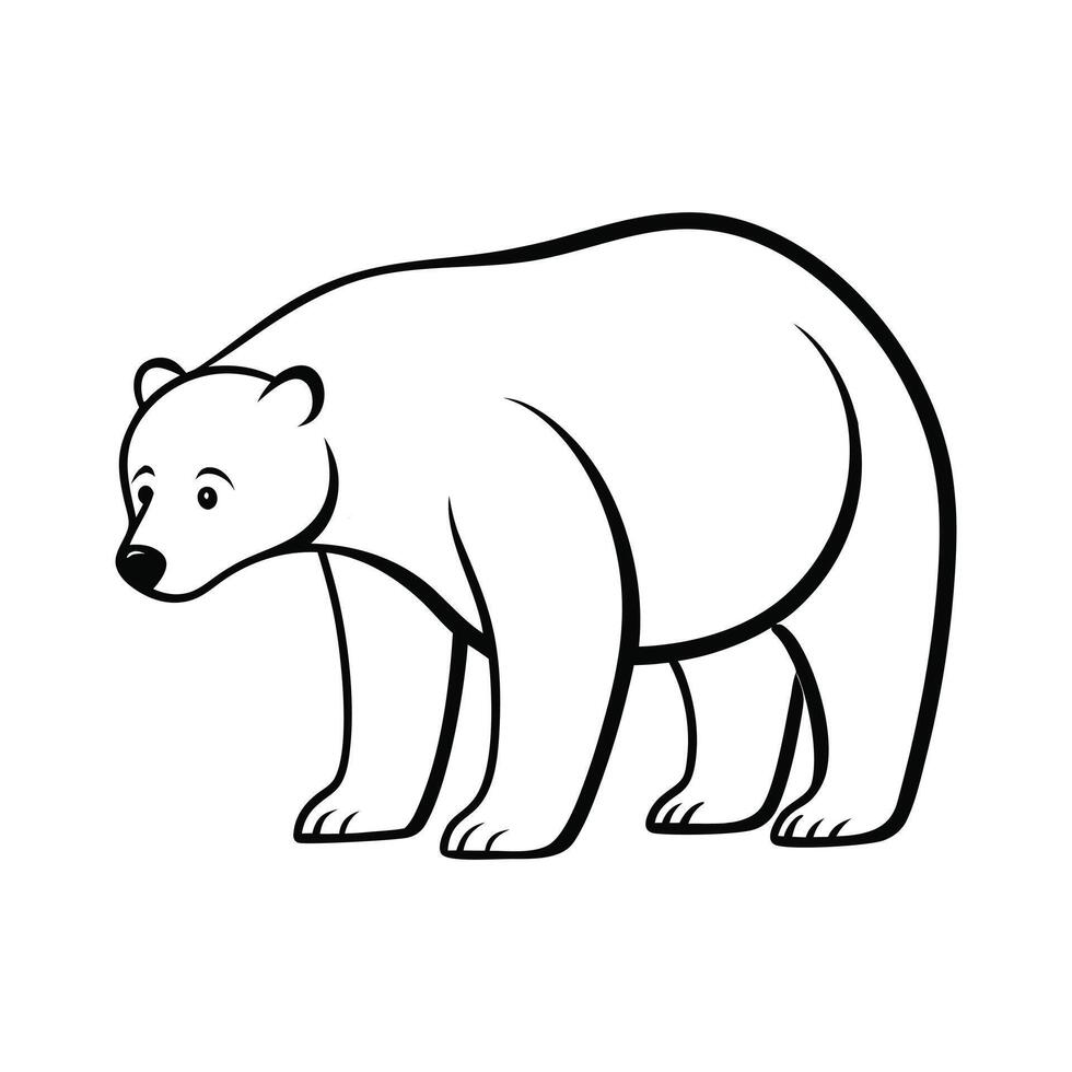 Cute Polar Bear Outline Illustration Clipart vector