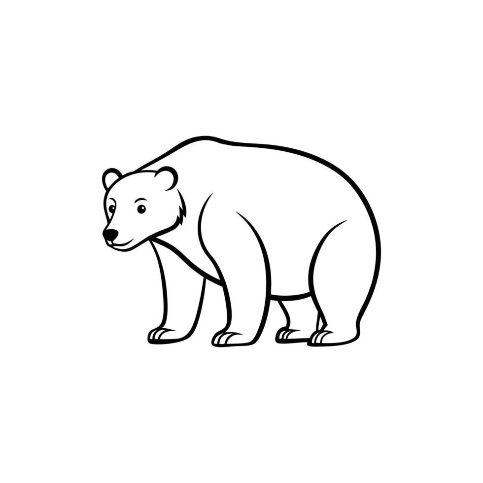 Polar Bear Clipart Cute Outline Illustration Design vector