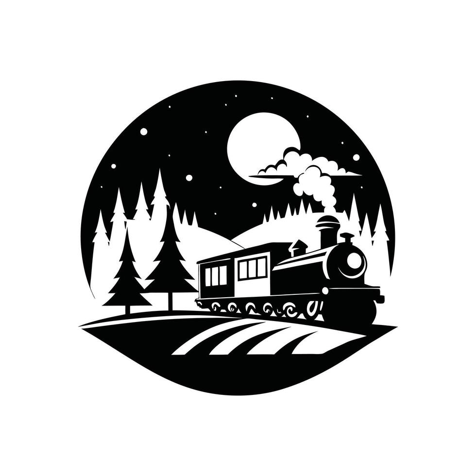 Clipart Design of a Train Silhouette Illustration vector