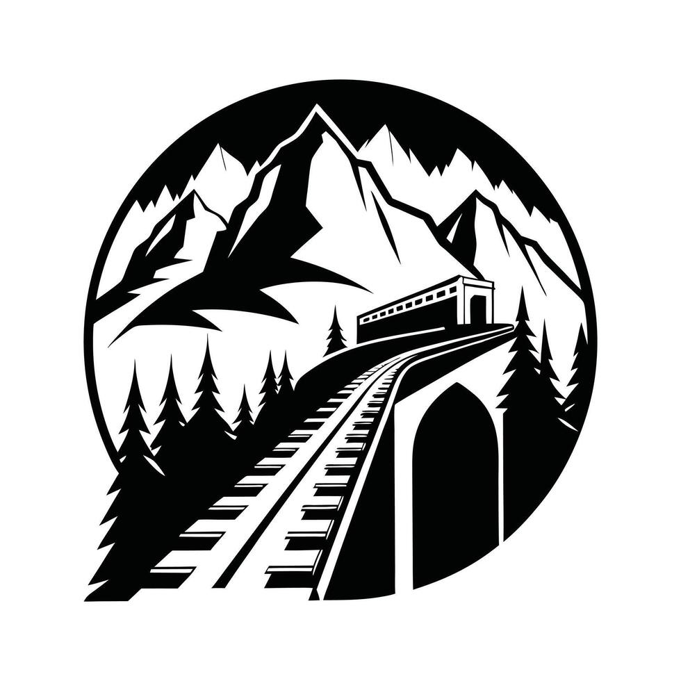 Train Clipart Design - Silhouette of a Classic Train Scene vector