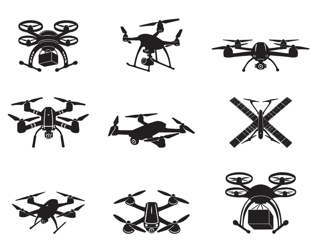 collection of Drone silhouette Design - Drone illustration vector