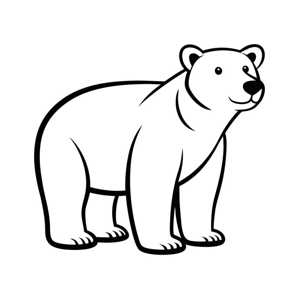 Adorable Polar Bear Outline Cute Clipart Illustration vector