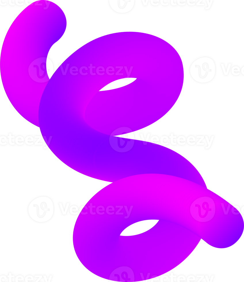 3D gradient shape. Abstract pink colored fluid swirl element. Wavy blend spiral object. Dynamic organic neon stroke. Bright gradation stripe png