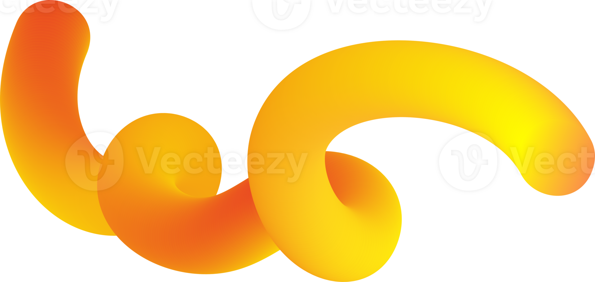 3D gradient shape. Abstract orange colored fluid swirl element. Wavy blend spiral object. Dynamic organic neon stroke. Bright gradation stripe png