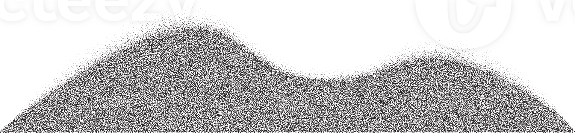 Dotted corner. Noise gradient fade stipple effect. Halftone grunge gradation shadow. Gritty grain border. Black wavy shape png