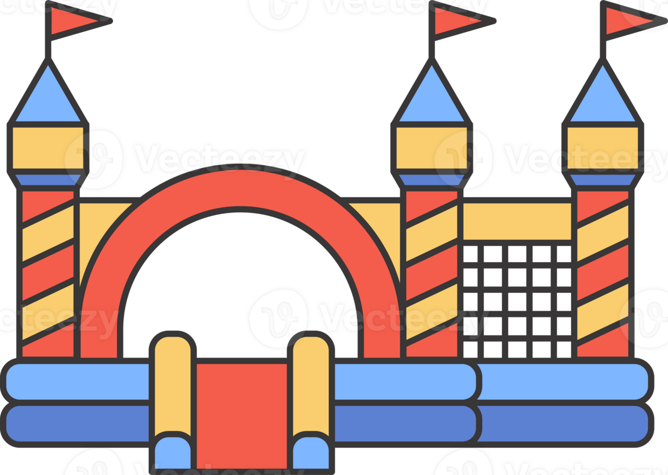 Bouncy castle color icon. Inflatable house pictogram with slide for air trampoline park and children playground for jumping. Inflated equipment for amusement park and kids zone. png