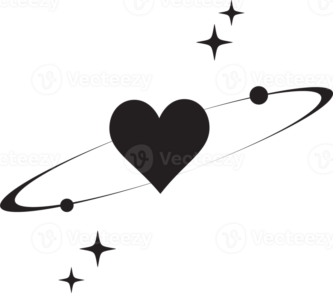 Y2K heart icon. Star shapes. Symbols of love. Outline cosmic design element. Cute retro romantic element of magic sparkles. Abstract celestial 90s decoration png