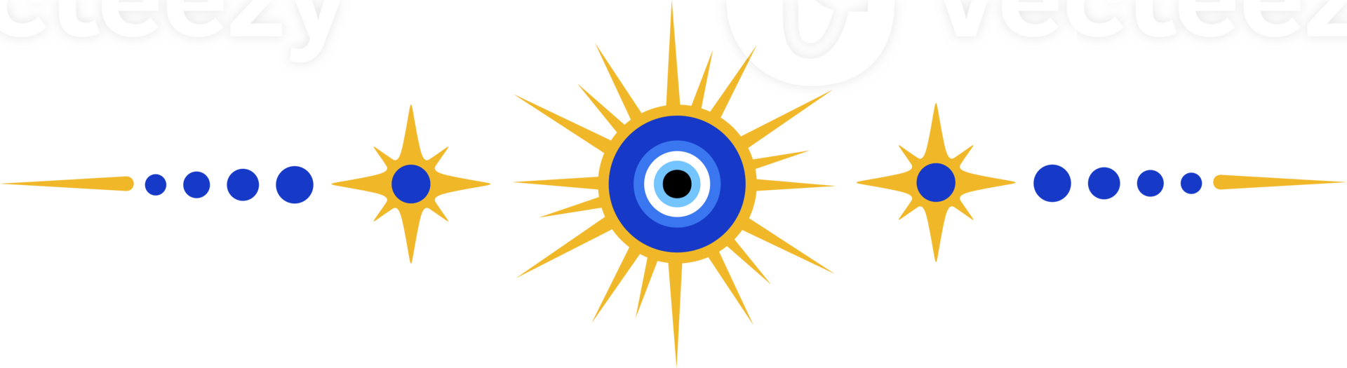 Evil eye magic border with celestial stars. Turkish and Greek astrology ornament. Spiritual bead nazar is the symbol of luck and protection. Ornate separator and divider. png