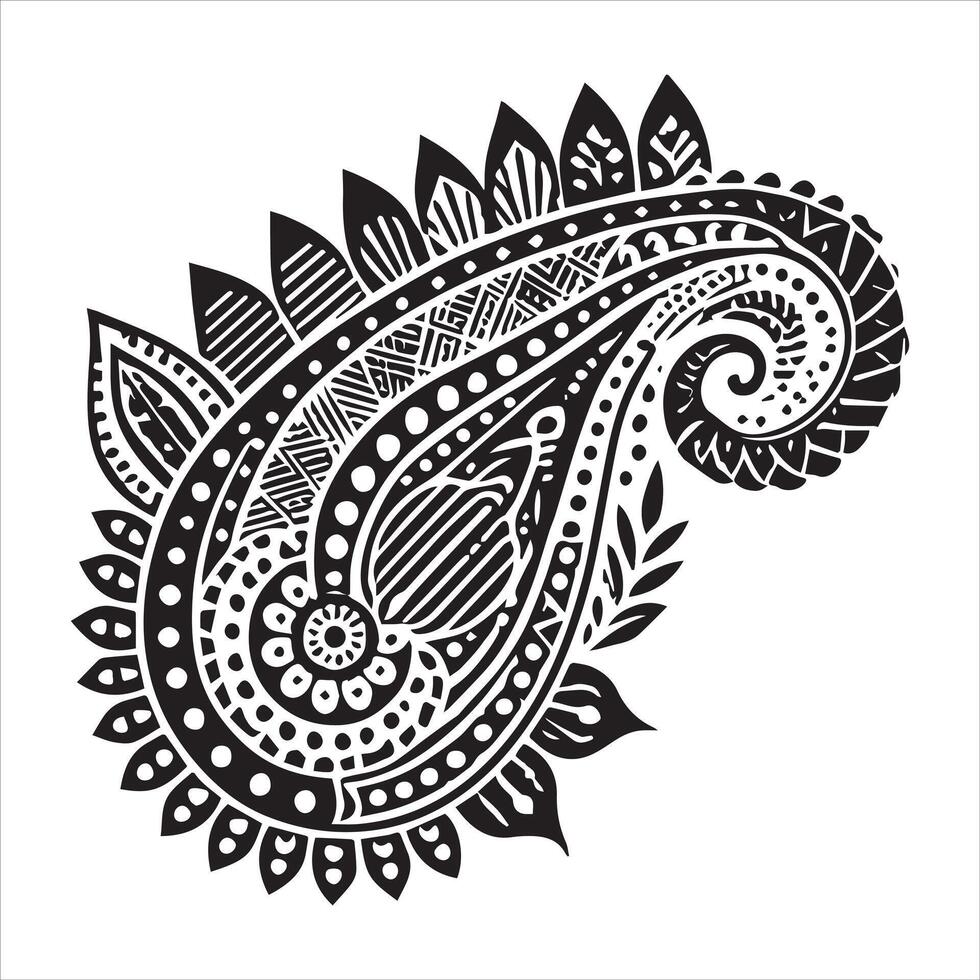 Paisley Artistry Elegant Silhouette And Illustrations vector