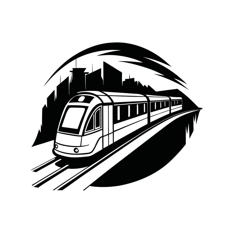 Train Clipart Design - Simple Silhouette of a Train Scene vector