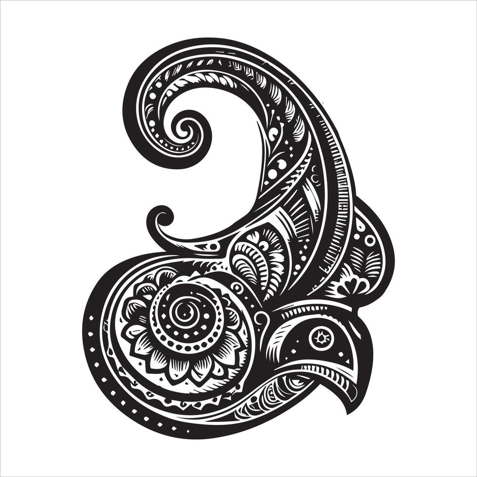 Intricate Paisley Design Silhouettes for Creative Project vector