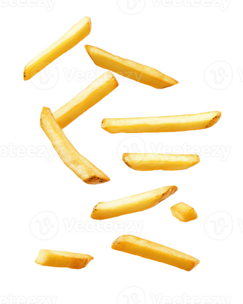 Fries defy gravity as they float gracefully pure png