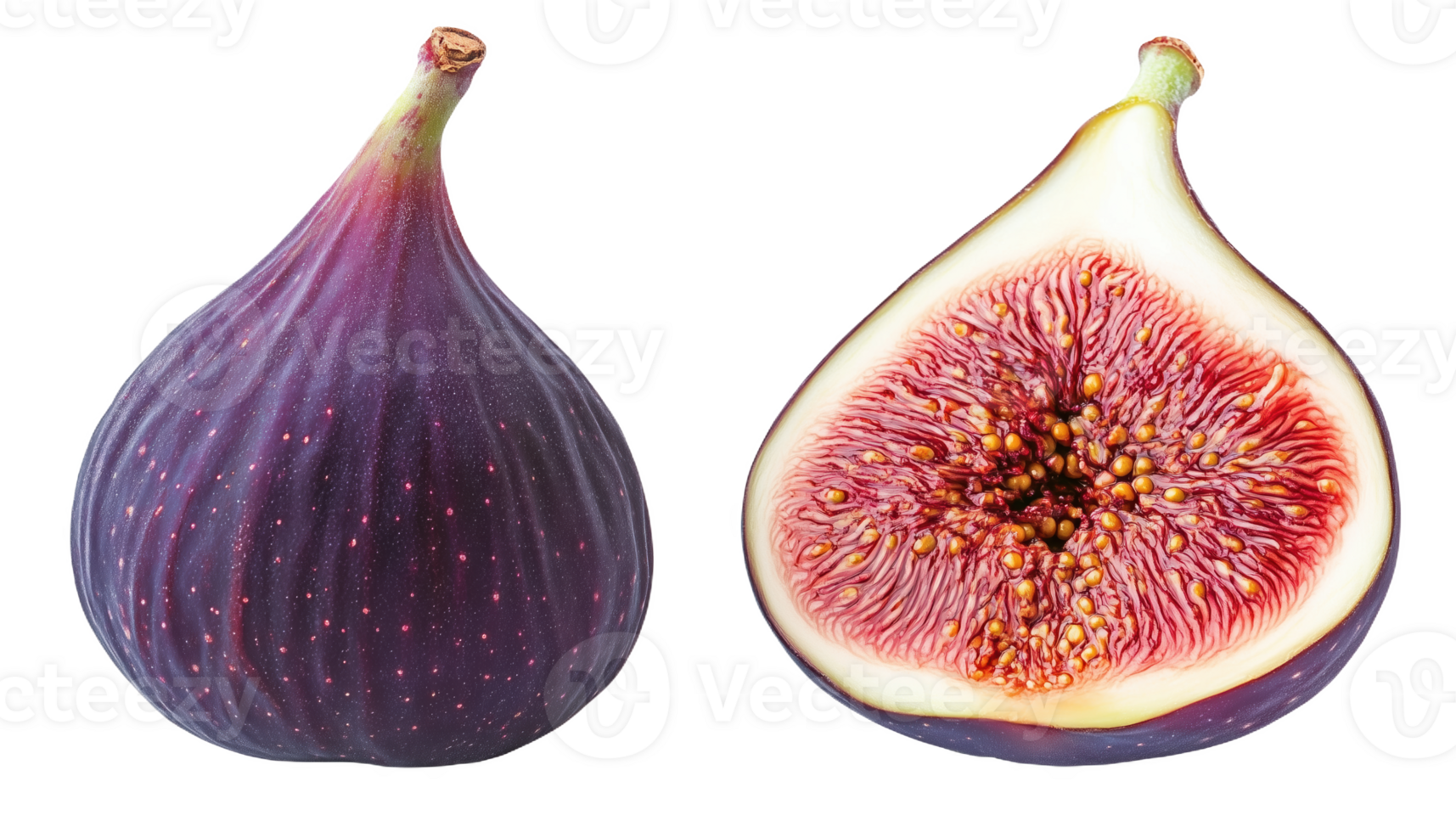 Whole and half figs display vibrant colors and textures bright png