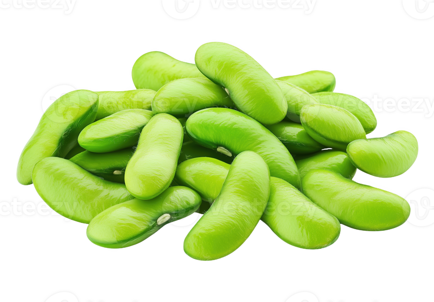 Freshly harvested edamame beans piled together pristine png