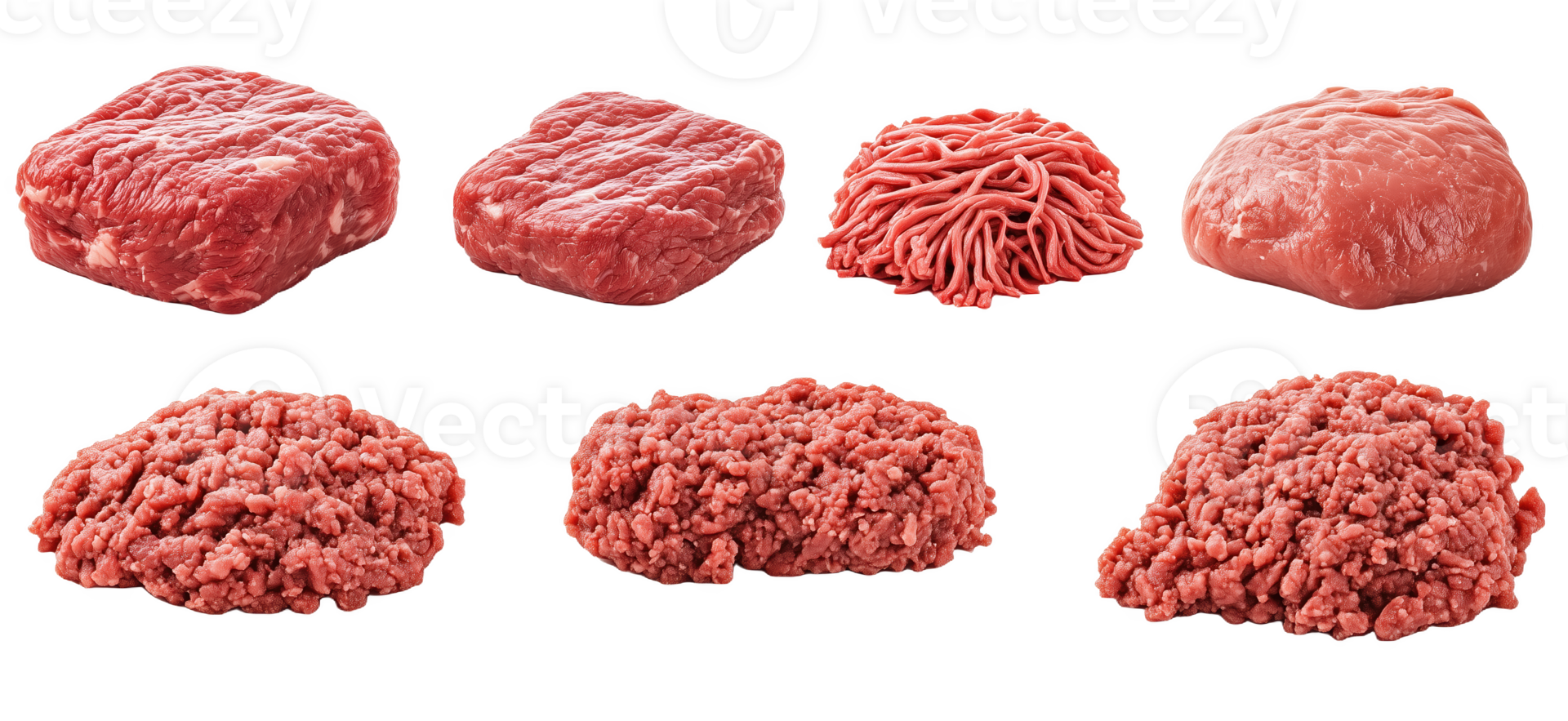 Diverse beef cuts highlight various shapes and textures for culinary creativity png