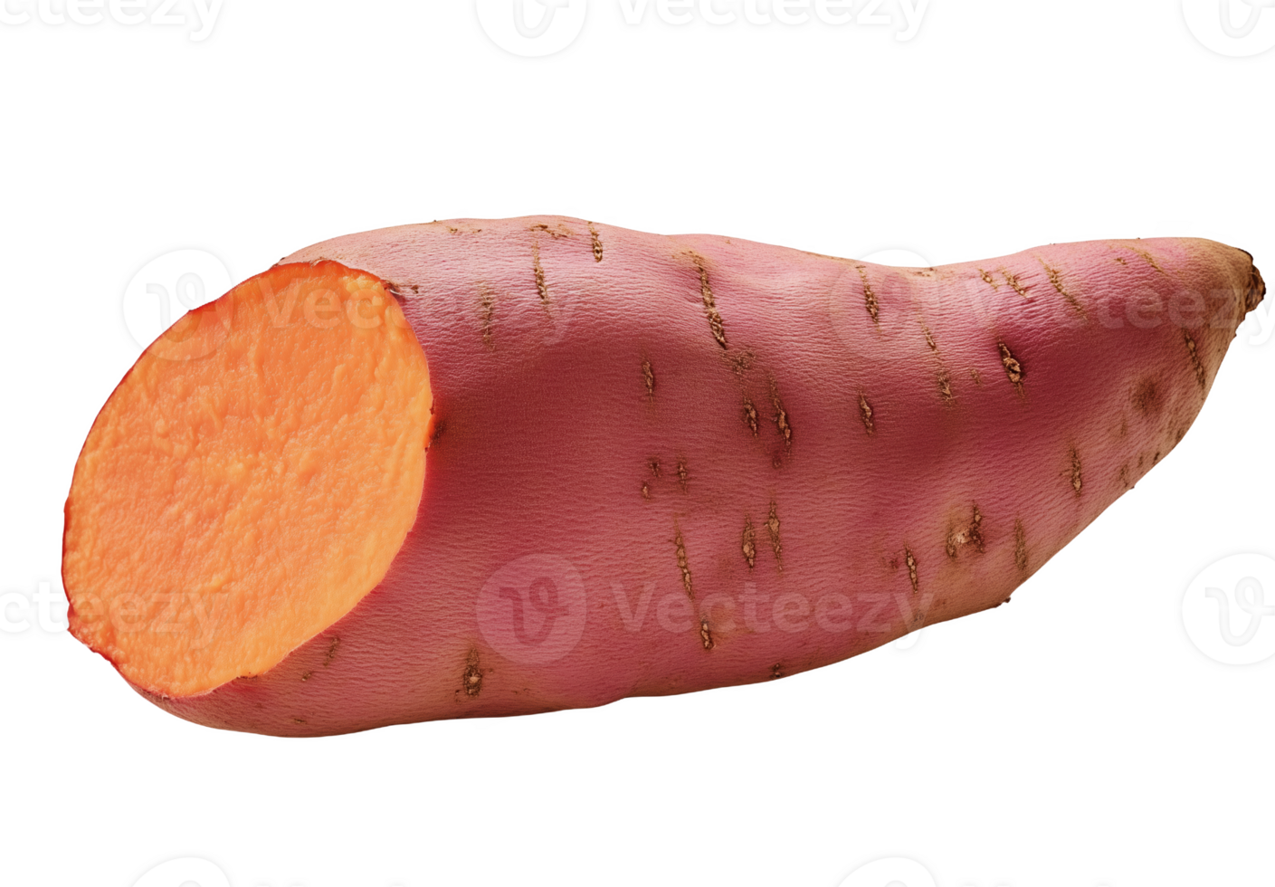Sweet potato with a vibrant orange interior displayed png