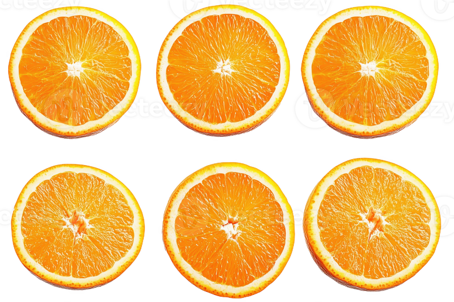 Vibrant orange slices beautifully arranged, showcasing juicy, fresh citrus delight png