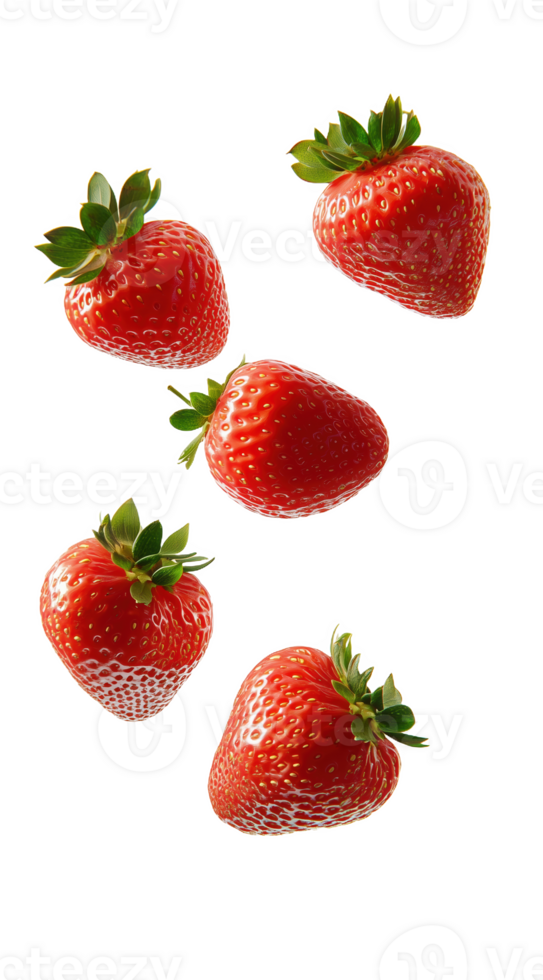 Floating strawberries create a whimsical display pure png