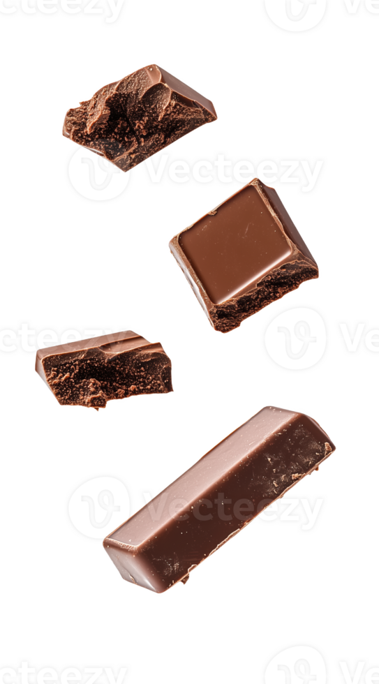 Delicious chocolate bars drifting gently through a png