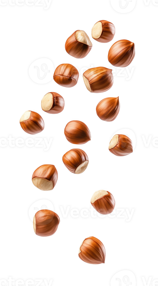 A delightful scatter of hazelnuts dancing pure png