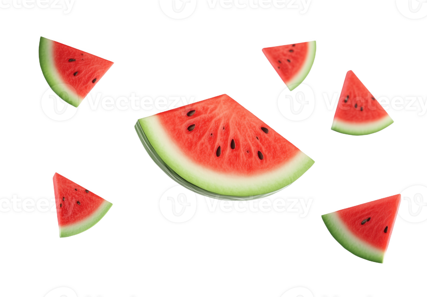 Colorful watermel slices playfully arranged png