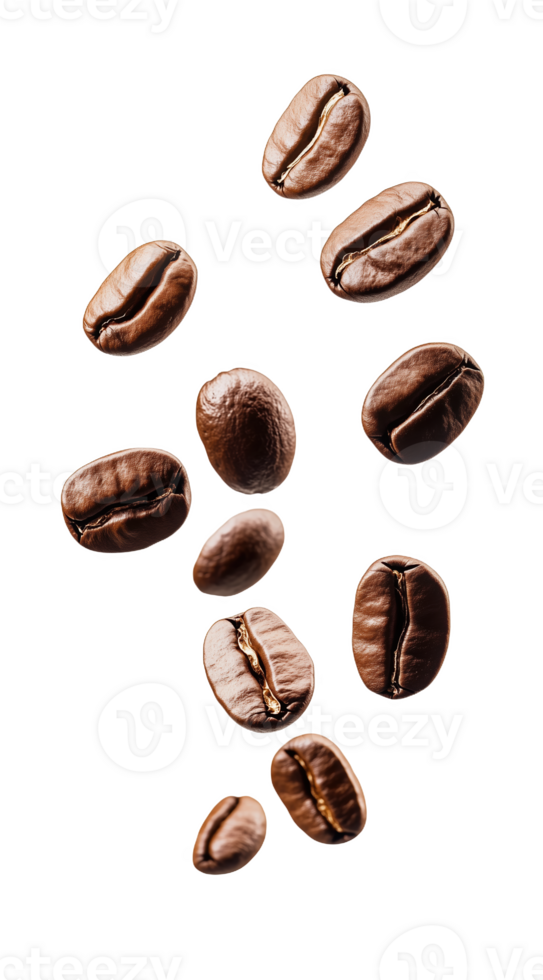 Roasted coffee beans scattered joyfully bright png